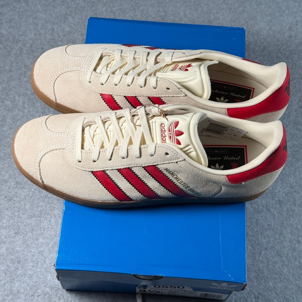 Adidas Gazelle Terrace Cream Red Black Men's 8.5 Suede Retro Sneakers NIB - Picture 5 of 8